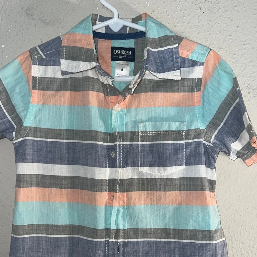 OshKosh B'gosh Kids Striped Button-Down Shirt - Blue, Green, Orange